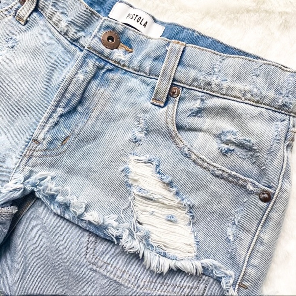 Pistola Distressed Mid-Rise Jean Shorts, 26